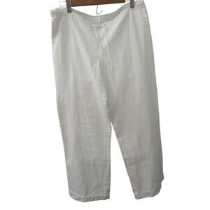 LZ Byer  California White Cotton Linen Blend Summer Pants Drawstring Waist sz S